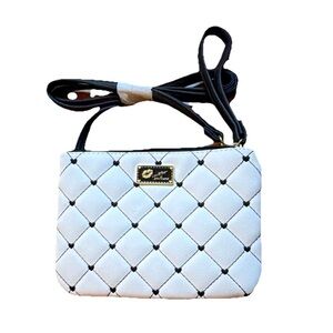 Luv Betsey by Betsey Johnson Quilted White Crossbody Bag with Black Trim